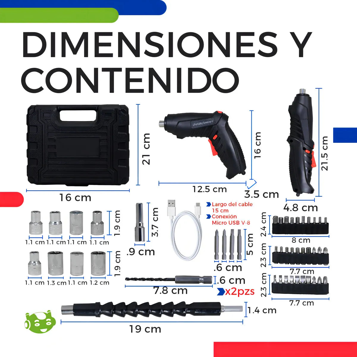 Destornillador x46 Piezas Recargable